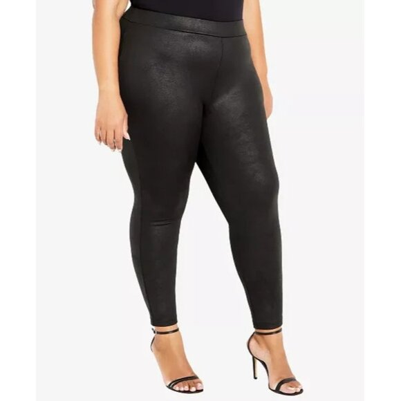 AVENUE Nina Faux Leather Pants Size 18 Gunmetal Black MSRP $69 - Picture 3 of 3